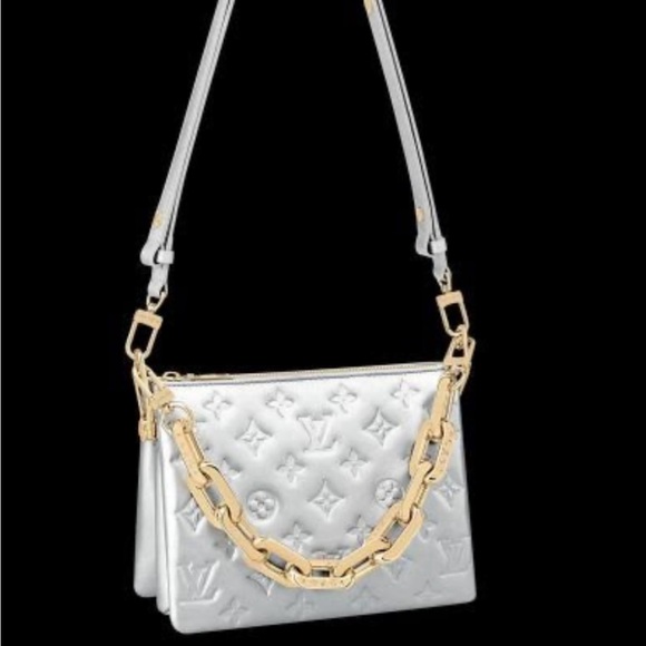 SOLD Louis Vuitton Coussin BB Monogram Silver Lambskin Embossed Bag - Picture 5 of 16